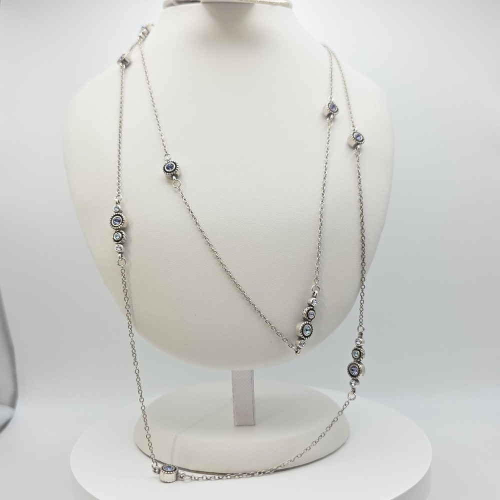 Swarovski Silver Necklace with Blue Crystal Highlights